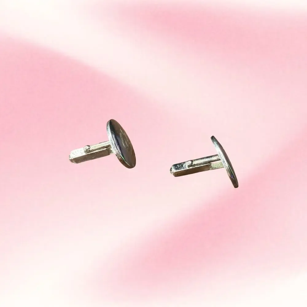 Vintage Sterling Silver Oval Atomic Cufflinks MCM Hickok Attributed